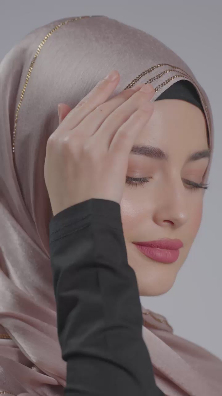 Luxury Satin Silk Scarf with Swarovski Crystals